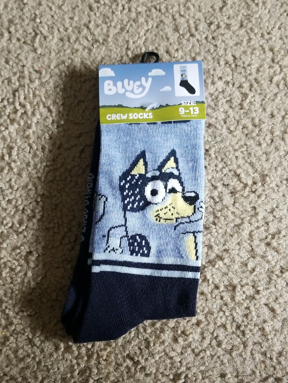 Bluey Men’s Crew Socks - Light Blue & Navy